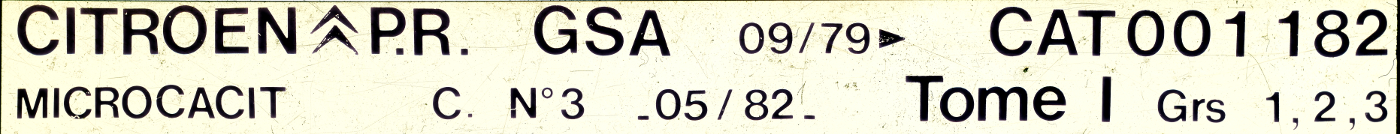 CAT001182 Catalogue pièces rechange Citroën GSA 09/79► 05/82