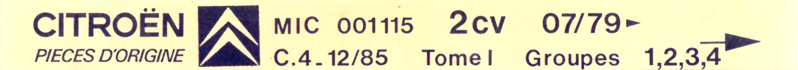 MIC001115 Catalogue pièces rechange Citroën 2CV 07/79► 11/84
