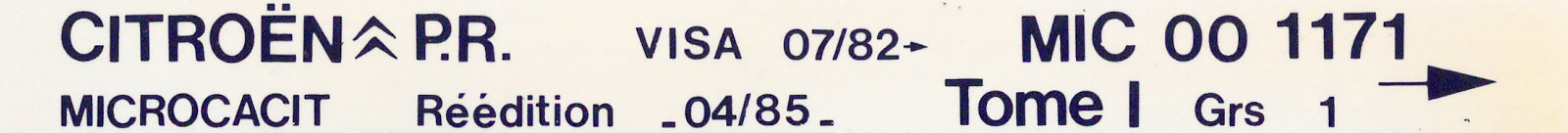 MIC001171 Catalogue pièces rechange Citroën VISA 07/82► 04/85