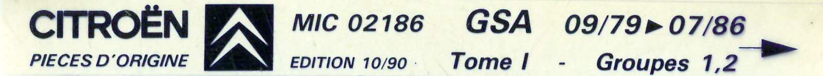 CAT02186 Catalogue pièces rechange Citroën GSA 09/79►07/86 10/90